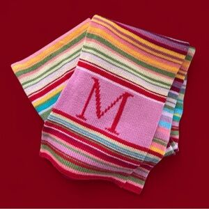 Winter Scarf pink with stripes. Monogrammed "M" SKU 21